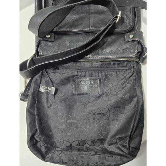 Fossil Milo Crossbody Bag Long Live Vintage Black Pebble Leather w/Organizer - Picture 10 of 12